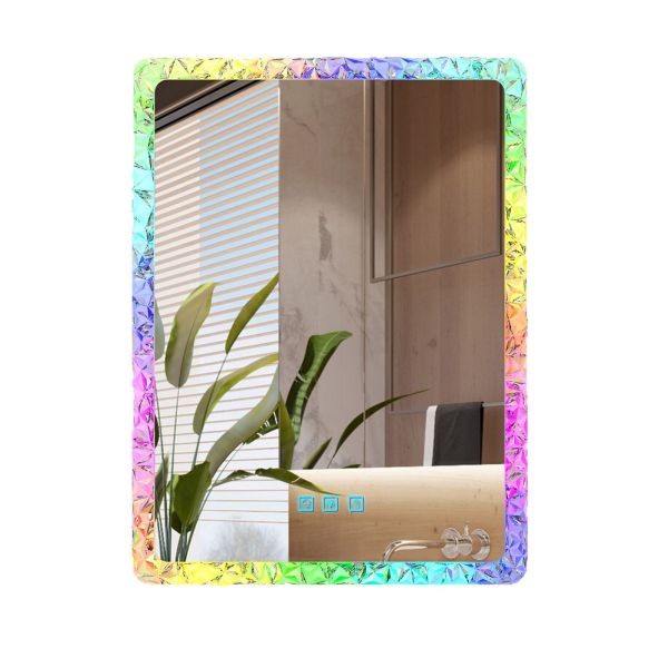 Modern LED Bathroom Smart Mirror Marquee Lights HD Anti-Fog Rectangle IP44 Rated Multiple Lighting Modes Touch Switch Acrylic