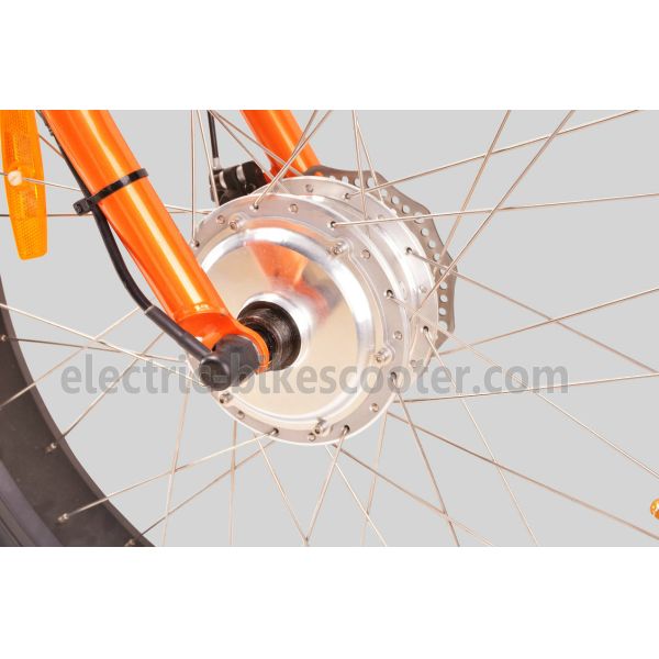 28km/H Fat Tire Cruiser Ebike Front Motor Pedals Assisted Disc Brake