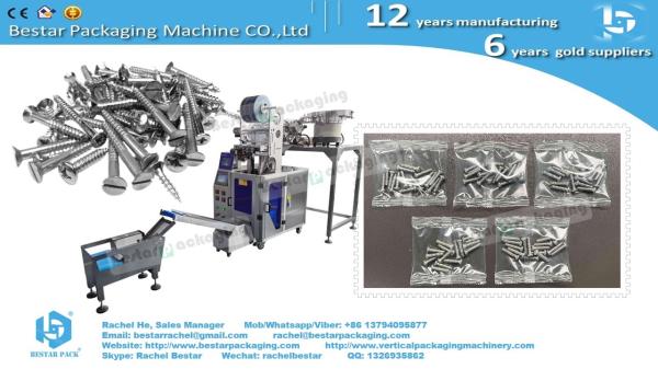 Automatic screw bolts counting packaging machine with two vibration hoppers orbital location type
