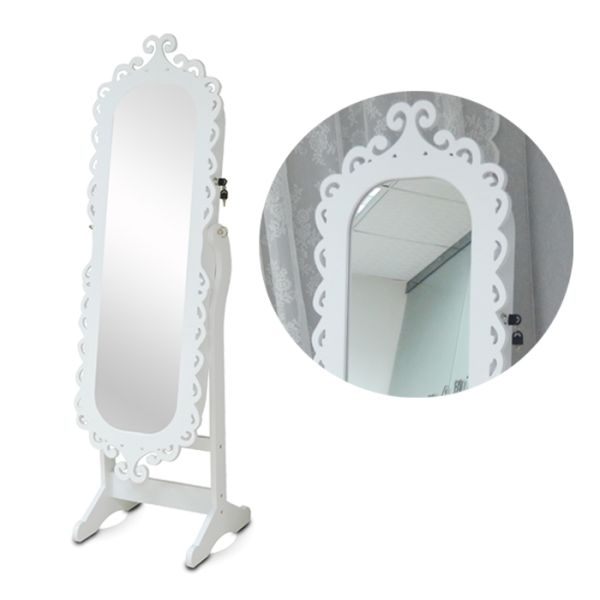 Altura oval del gabinete el 160cm de la joyería del noble antiguo de madera del MDF con el espejo