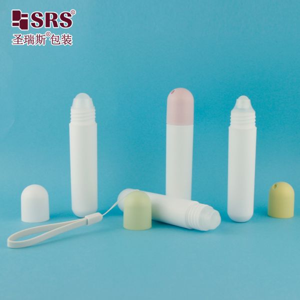 Frosted Pink Cap Bottle PP Plastic Roller Ball Oil Bottle Round 25ml Baby Massage Oil Bottle