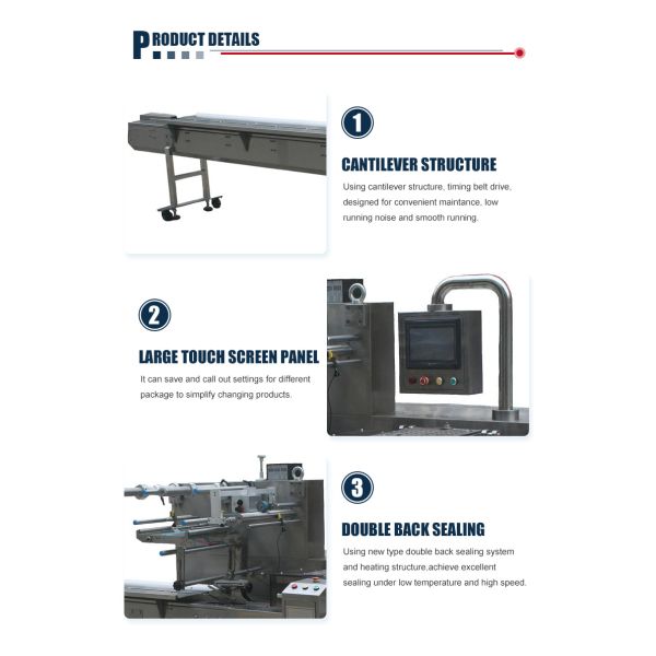 Using Large Touch Screen Panel Spageti Gum High Speed Candy Packing Machine For Food Packing