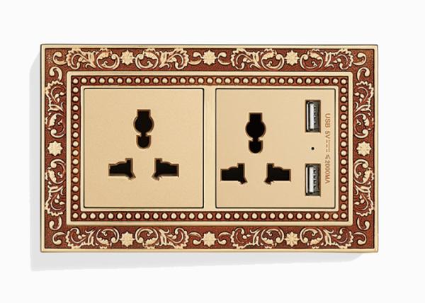220V Vintage Brass Light Switch , 86 Gold metal Solid Brass Switch Plates