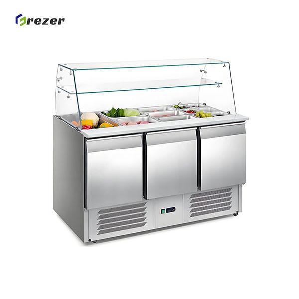 Customized Vegetable Display Fridge Auto Defrost Refrigerated Display Cases 220V