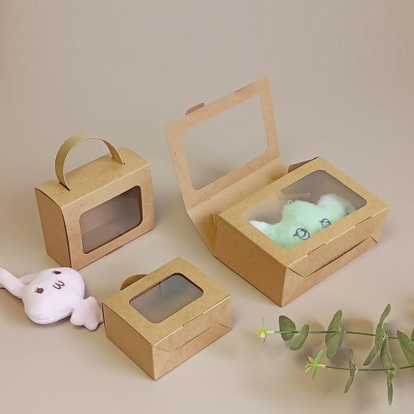 Recycled Paper Window Gift Box with Handle for Party Favors