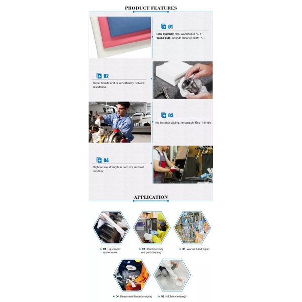 OEM Industrial Cleaning Wipes Wood Pulp & Pp Nonwoven Fabric