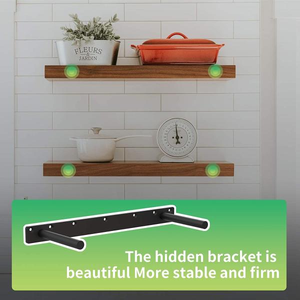Heavy Duty Invisible 18 inch Floating Shelf Bracket with Solid Steel Support Rods for Hidden Shelves