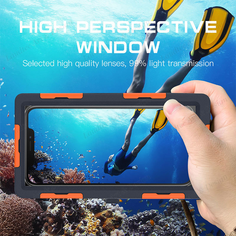 Laudtec Selfie Diving Protective Case for 15 12 Plus Pro Max Waterproof Phone Pouch Shellbox Tempered Glass Cover