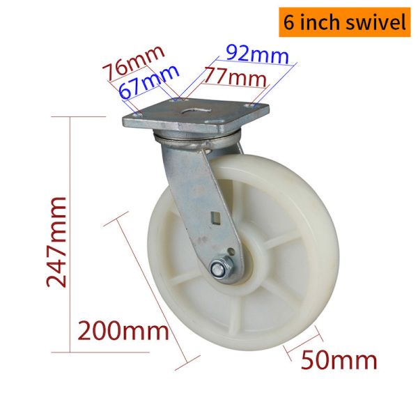 8 Inch Heavy Duty Casters  900kg Load 200mm Swivel Castors  788-26