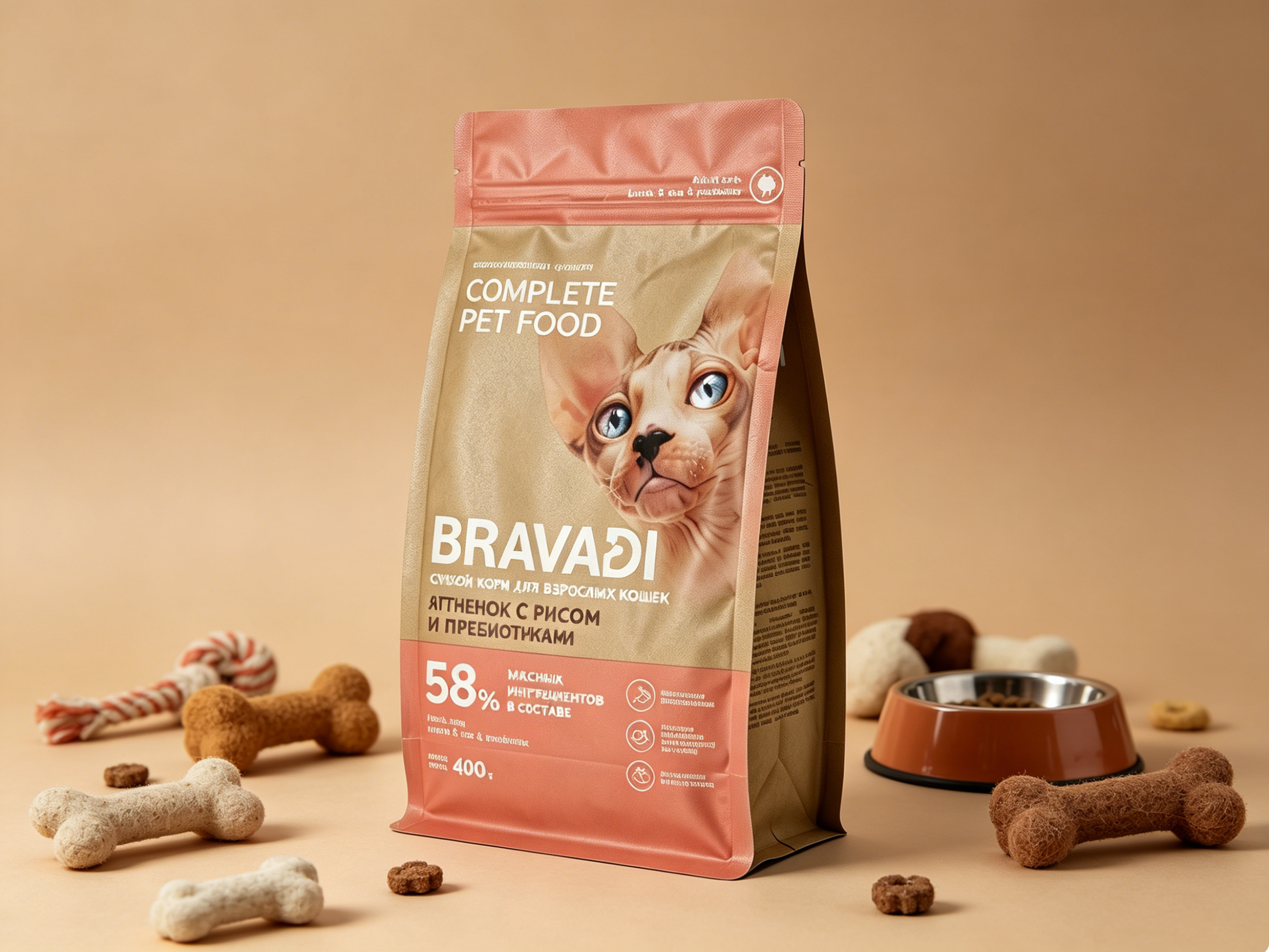 OEM ODM High Barrier Aluminum Foil Pet Food Pouch | Custom Printed Eight Side Seal Bag For Lamb & Rice Formula Adult Cat Dry Kibble Private Label