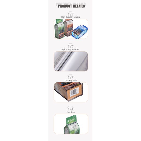 Сумки кофейного зерна алюминиевой фольги 12oz упаковывая с degrassing клапаном