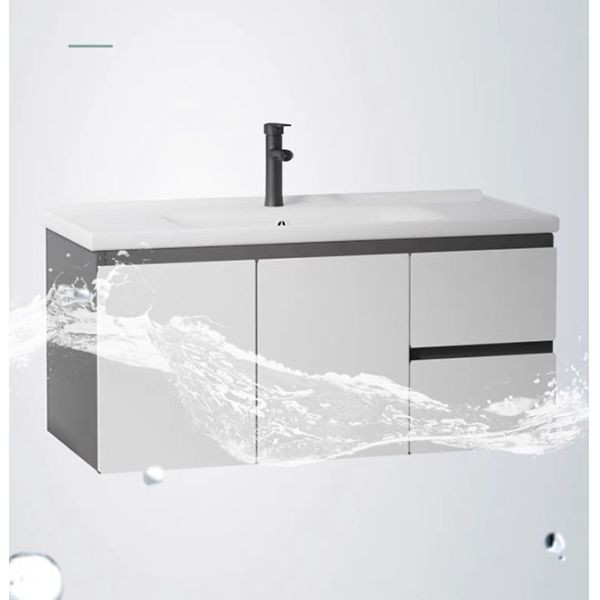 Luxury Floating Bathroom Vanity Supplier Mirror Cabinet Modern Matte White Wall Mounted Bathroom Vanity Set