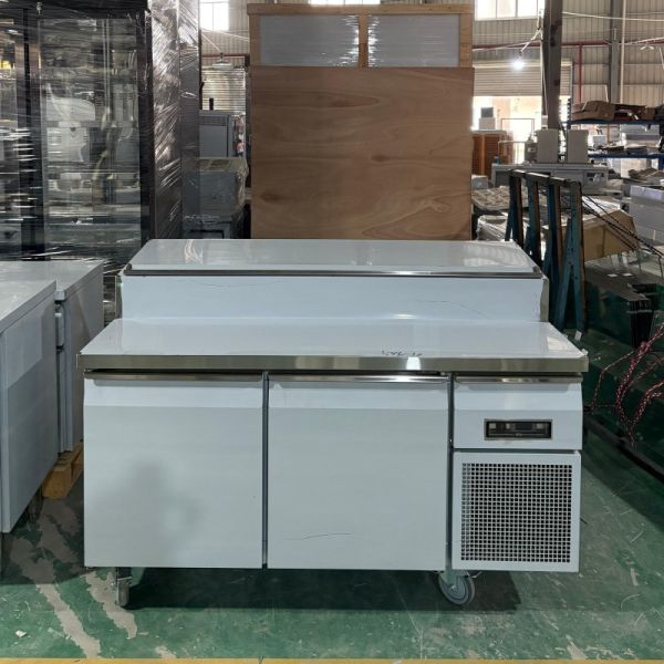 Stainless Steel Kitchen Two Doors Pizza Prep Station Commercial Single Temperature