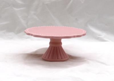 Pink Floral Cake Stand , Custom Size Ceramic Cake Holder For Gift Party / Wedding