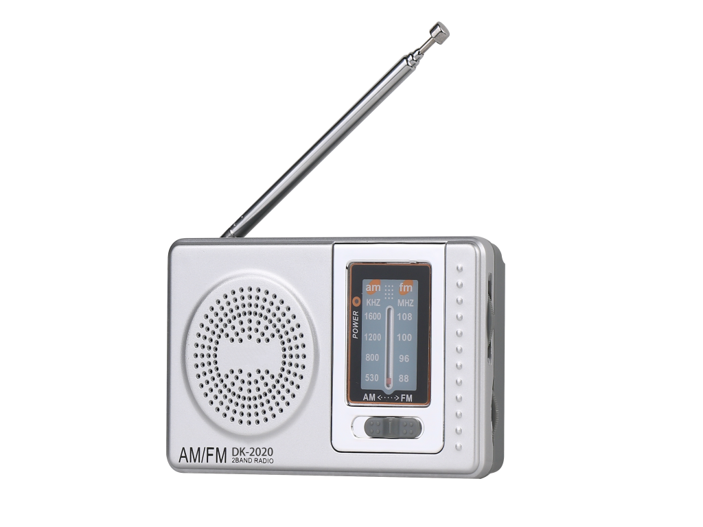 Silvery Small Plastic Pocket AM FM Radio DK-2019 Mini Am Fm Radio Stations Easy To Carry