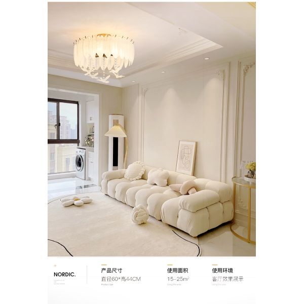 Creative Glass Feather Chandelier Modern Living Bedroom Kitchen Island Hanging(WH-CY-252)