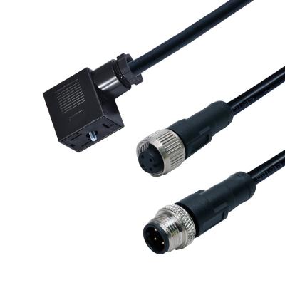 M12 que molda 5pins um conector impermeável reto masculino do código ao tipo tomada da válvula de solenoide de B 3+PE