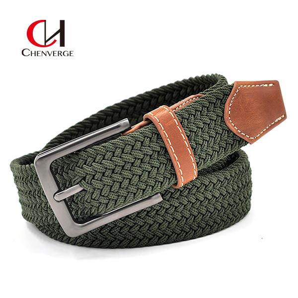 Cor elástica tecida forma de Pin Buckle Zinc Alloy Green da correia