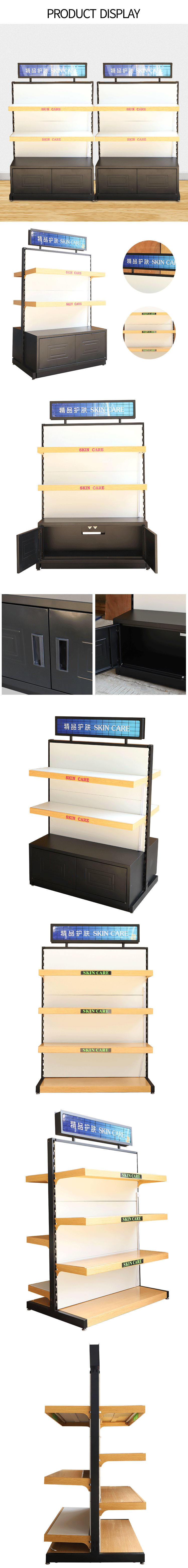 Customized Solid Wood Cabinet Showcase Shelves for Beauty Products in Retail Stores
