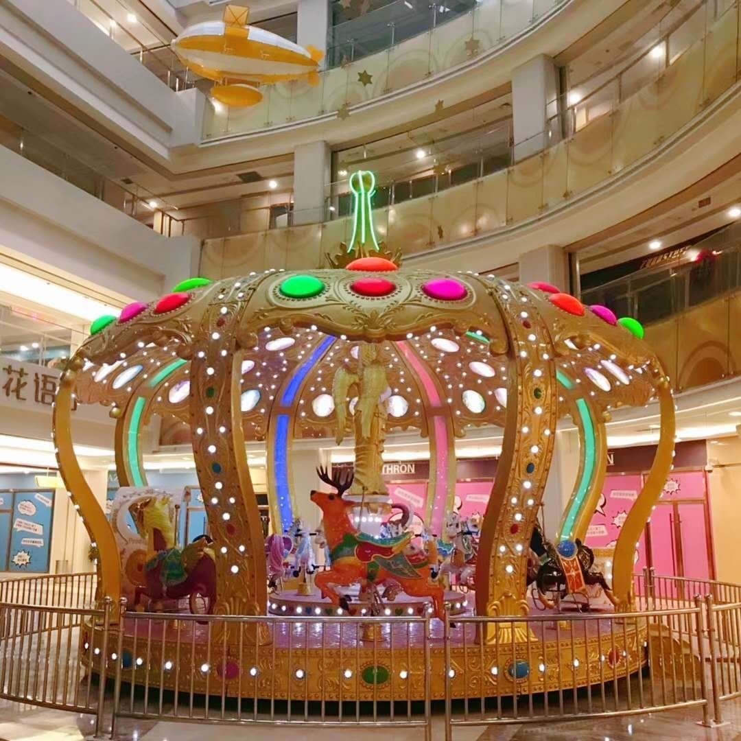 26 Seat Crown Carousel Theme Park Carnival Kiddie Rides 380V
