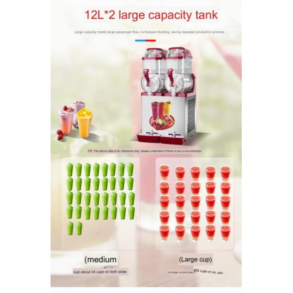 Industrial Size 620*670*840mm Automation Slush Machine with 2 Tank Slush Ice Machine
