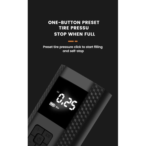 YANTU AM34 Mini Cordless Portable Digital Tire Inflator 12L / min Air Flow 80dB Noise