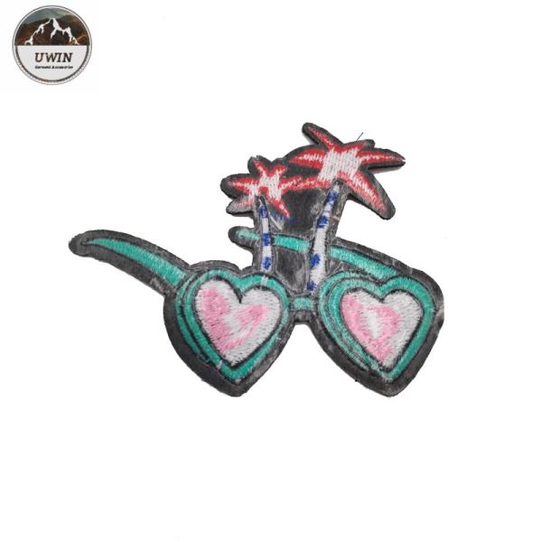Retro Glasses Embroidery Designs Patches Eco Friendly Material For Clothing