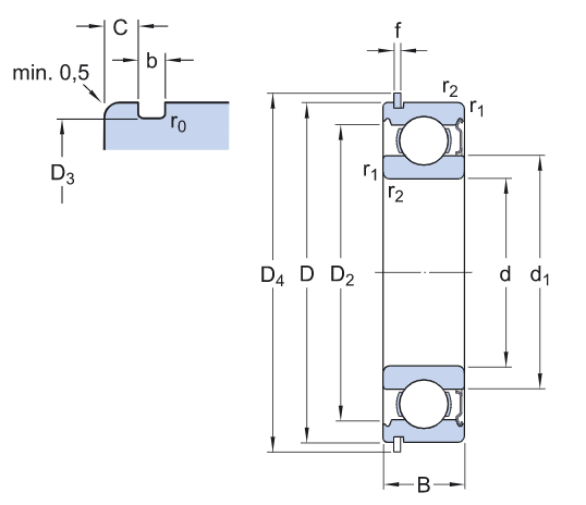 NSK Bearing 6307ZNR Single Row Deep Groove Radial Ball Bearing with Snap Ring, Normal Clearance, Steel Cage, 35 mm Bore