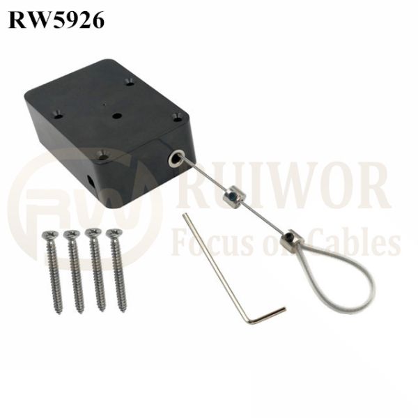 RW5926 Cuboid Heavy Duty Retractable Tether Function Optional Plus Adjustable Wire Loop Coated Silicone Hose