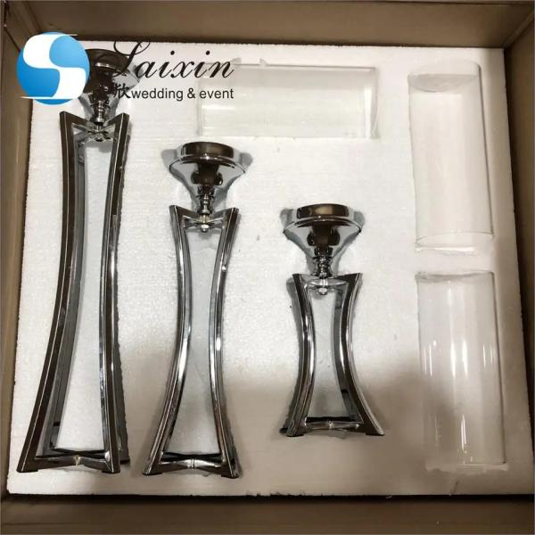 Decoração de mesa de casamento Candlestick Metal de ouro porta velas de casamento