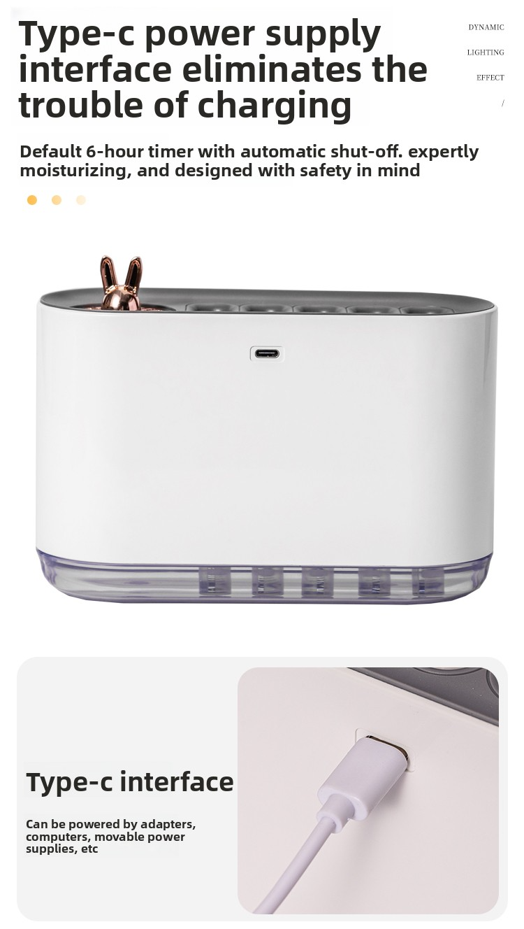 Home Use 700ml Tabletop Ultrasonic Humidifier With 7 Color LED Light 6 Gear Spray
