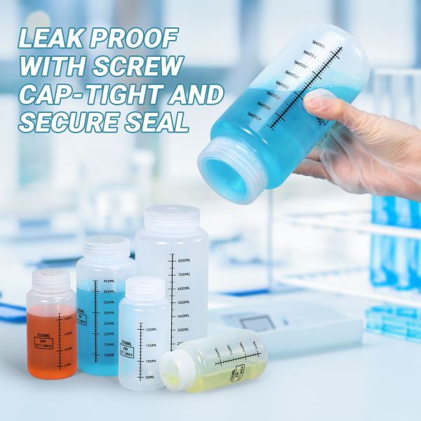 Food Grade PP Plastic Bottle With Scale Line Wide Neck Liquid Container for Chemical