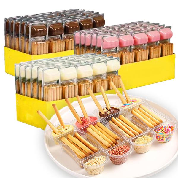 Casual Snacks Cookie Stick Biscuits With Cream Chocolate Sauce
