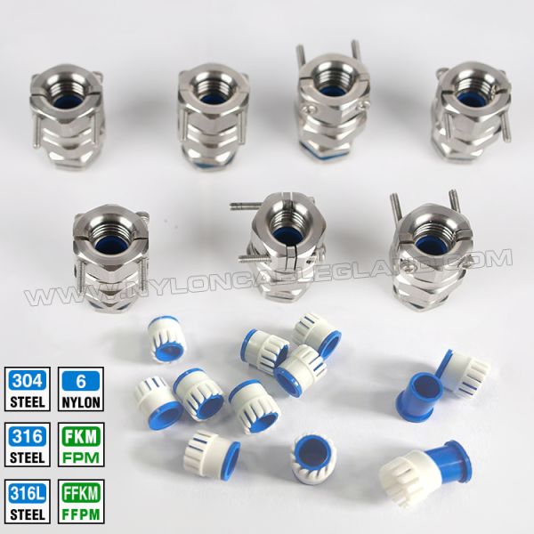Stainless Steel Traction Relief Metric Cable Gland M16 (5-10mm) with FKM/FPM Seals & O-Rings for Portable Equipment