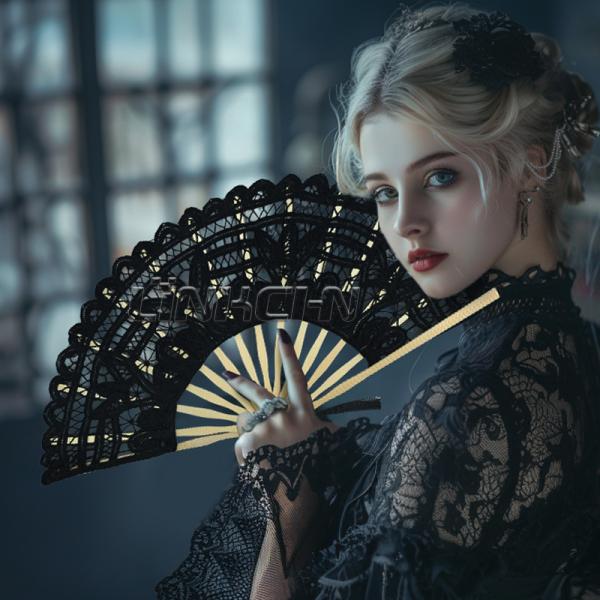 Wholesale 27cm Luxury Wedding Lace Fans Folding Lace Hand Fan for Lady