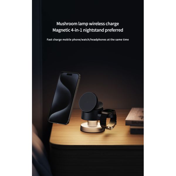 Новый дизайн беспроводной зарядной станции с ночной лампой для iPhone Airpods и IWatch