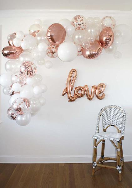 Love Shape Balloon Party Decorations , Rose Gold Balloon Arch Decorations
