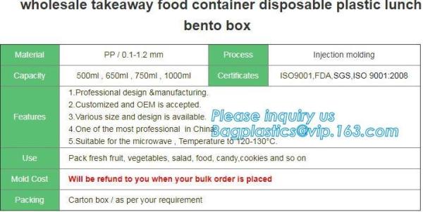 takeaway food container disposable plastic lunch bento box,square PLA plastic food container,fast food package essential
