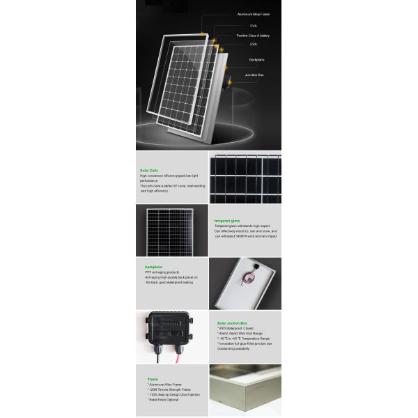 500W 30KG Crystalline Silicon Silver Cells Solar Panels High Conversion Rate