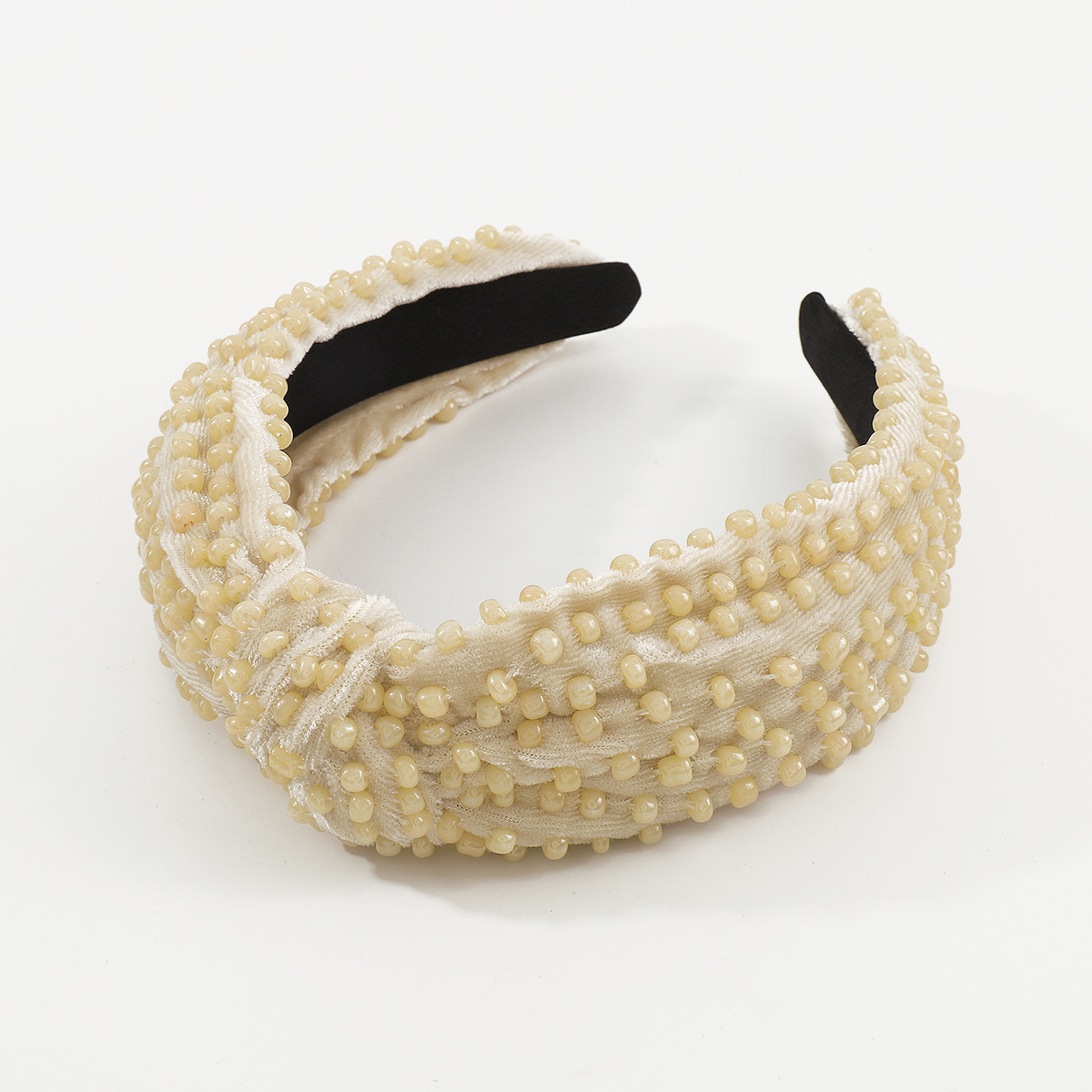 cute Baroque handmade beaded headbands wide fabric headbands with bow hair accessories Yiwu wholesale