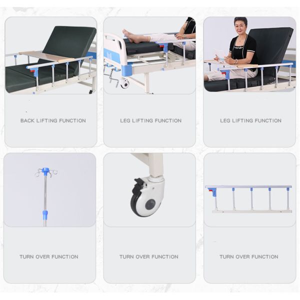 ABS Guardrails Metal Nursing Hospital Adjustable Beds With 4 Castors