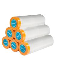 Film de masquage en PE en rouleau bleu pré-tape pour protéger les surfaces pendant la peinture