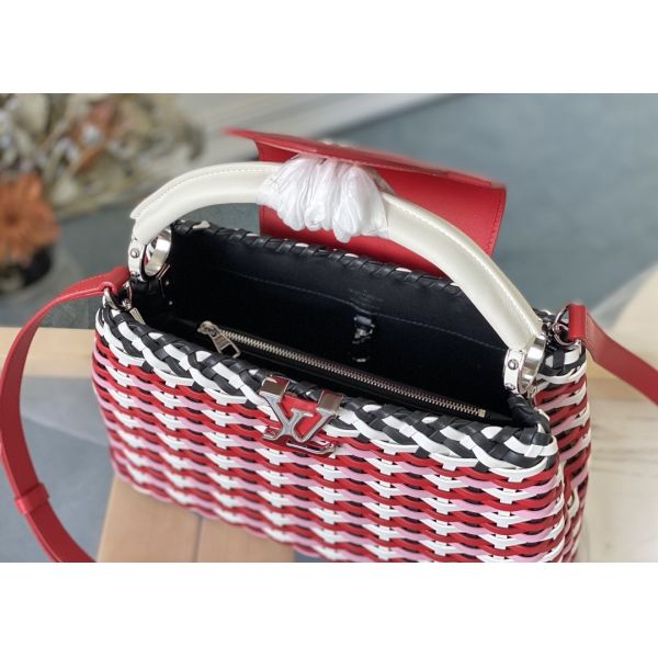 Rattan Weaving Handmade Crossbody Bag , Red Handmade Rattan Bag