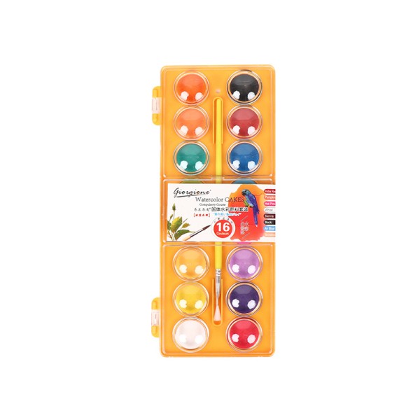16 Colors Blu Pink Paint Tool Set Drawing Toys Pen Children'S Gifts Christmas New Year Birthday Toys Watercolor Cakes
