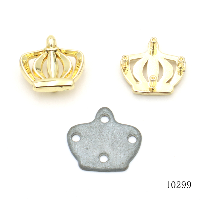Gold Crown Shape Metal Logo Custom Metal Brand Logo Tag For Leather Handbag Clothing