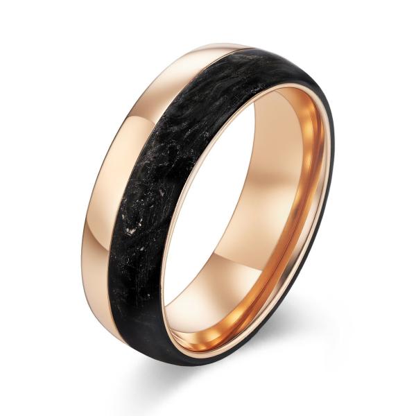 Anneaux en métal alternatif en fibre de carbone forgée Bijoux Matériau principal Poudre d'or et Or rose Alliances pour hommes en 2025