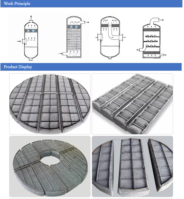 50 80 100 150 Mm Thickness Stainless Steel Wire Mesh Demister Filter Pad