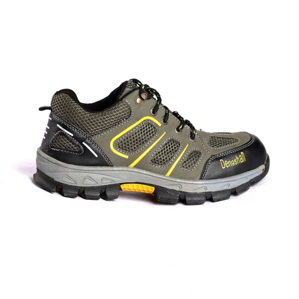 Breathable Anti Punture Protective Fashion Safety Shoes Comfortable EVA Insole Leather Material Green