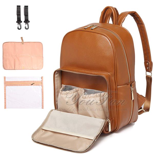 Leather Nappy Backpack bag baby diaper organizer