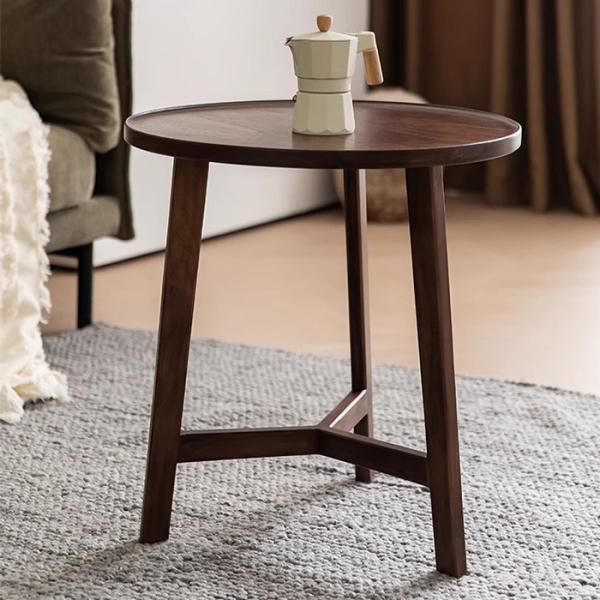 Oak Veneer Central Round Coffee Table Set Table Natural Wood Top Solid Wood Legs For Living Room And Hotel Use